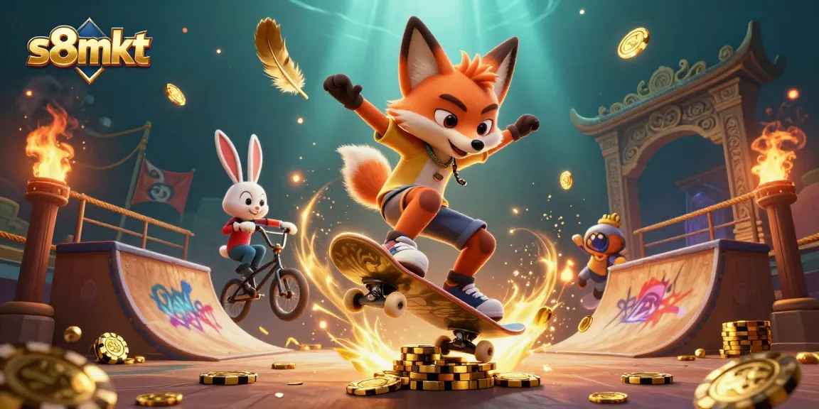 Experience the excitement of s8mkt with a dynamic 3D casino scene featuring lively characters and vibrant gaming elements.