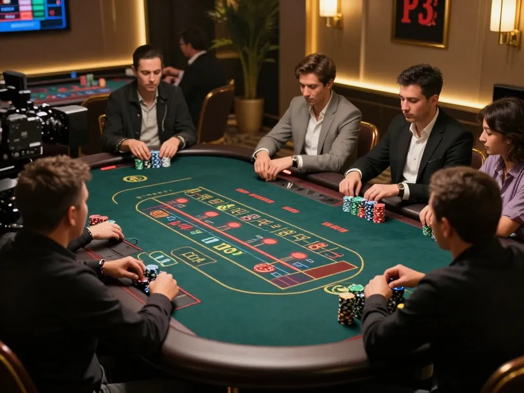 Players betting at a live dealer game table at P3, highlighting interactive casino experience.