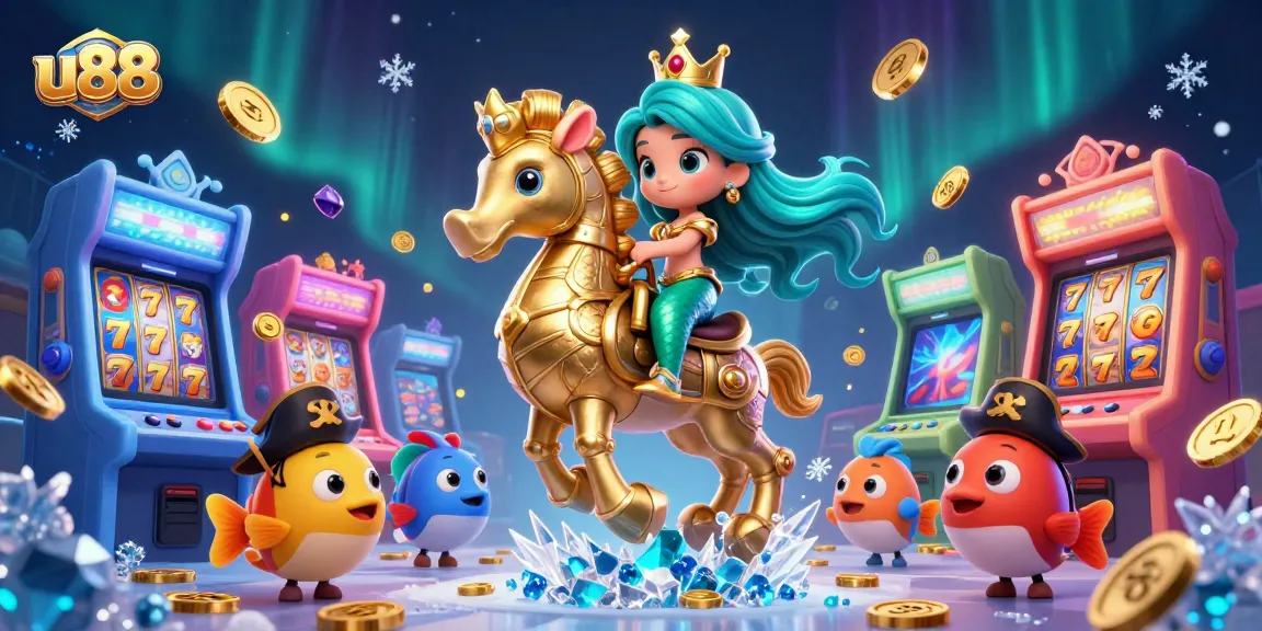 Experience winning at u88 with a vibrant casino adventure featuring a mermaid princess and golden seahorse.