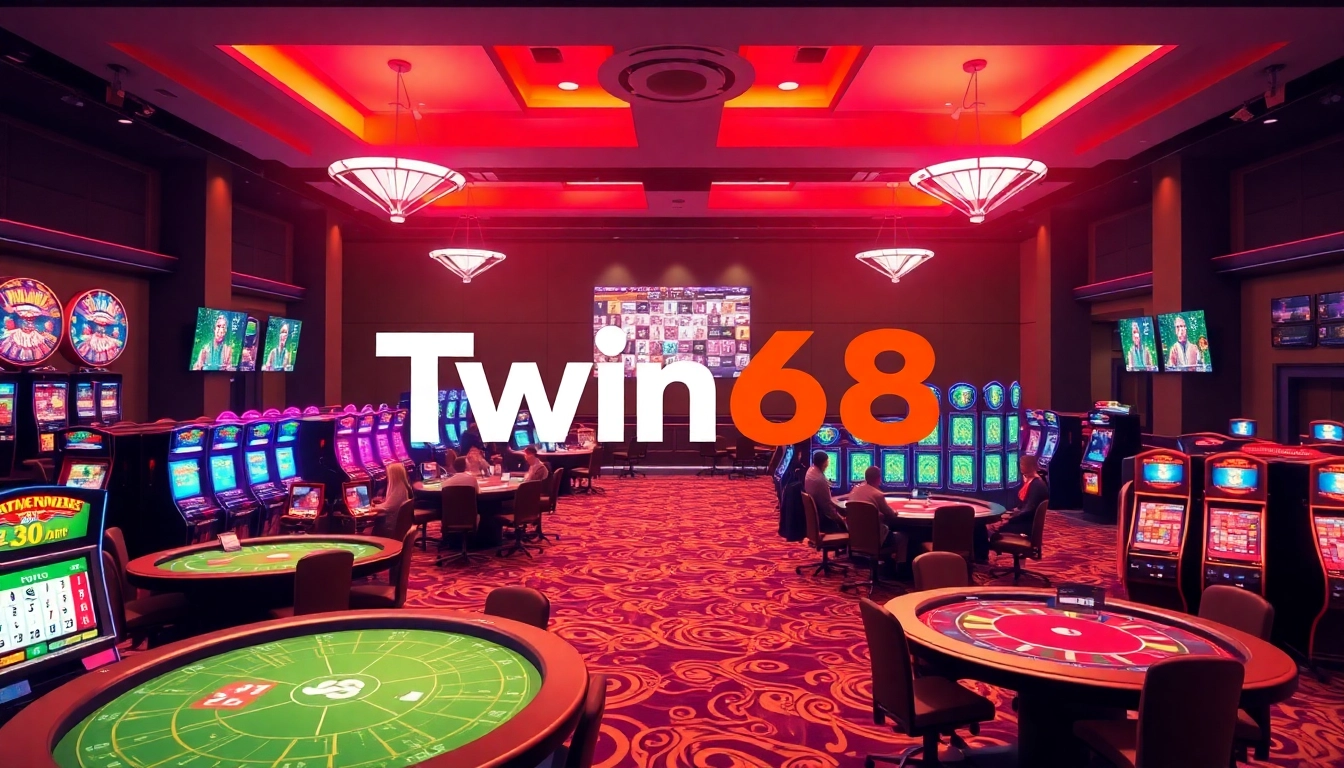 Twin68 online gaming platform showcasing vibrant casino atmosphere with friendly dealers.
