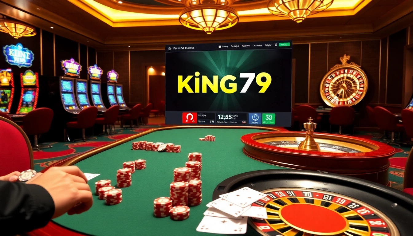 Experience high-stakes action at King79's luxury casino with vibrant games and elegant decor.