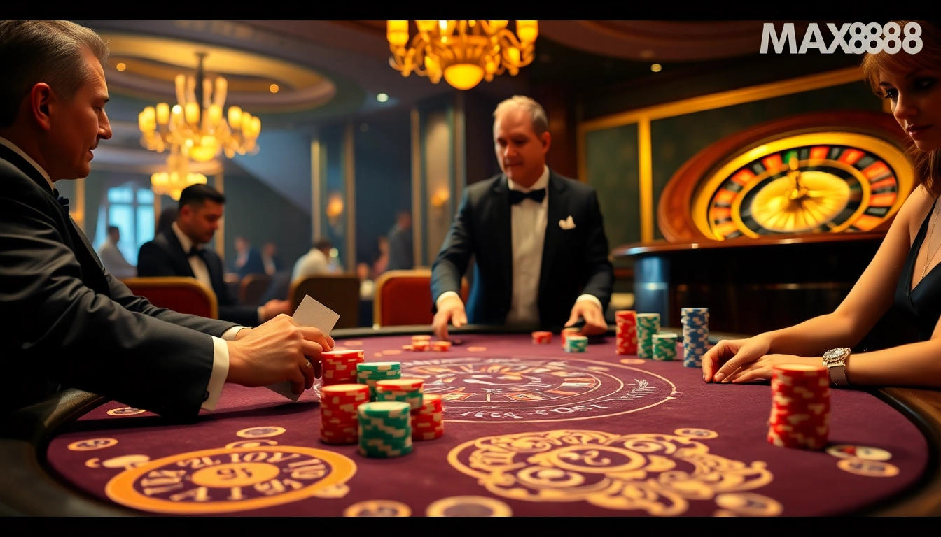 Experience high-stakes poker at MAX88 with vibrant colors and elegant players.