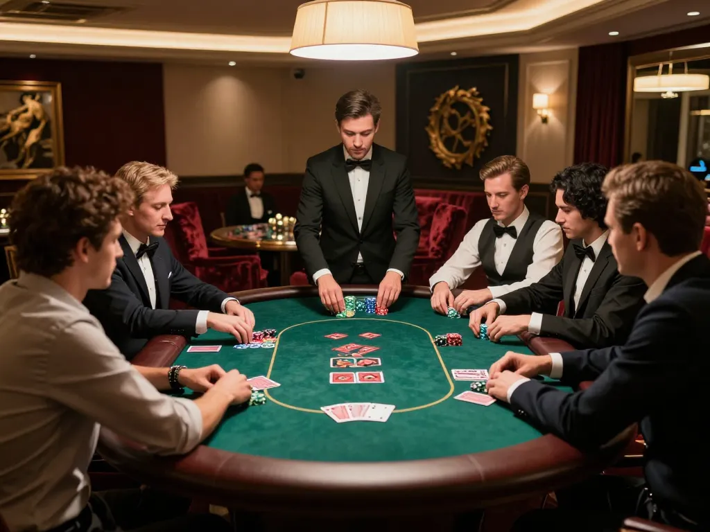 TA88 poker game in a luxurious setting with players and colorful chips engaged in strategic gameplay