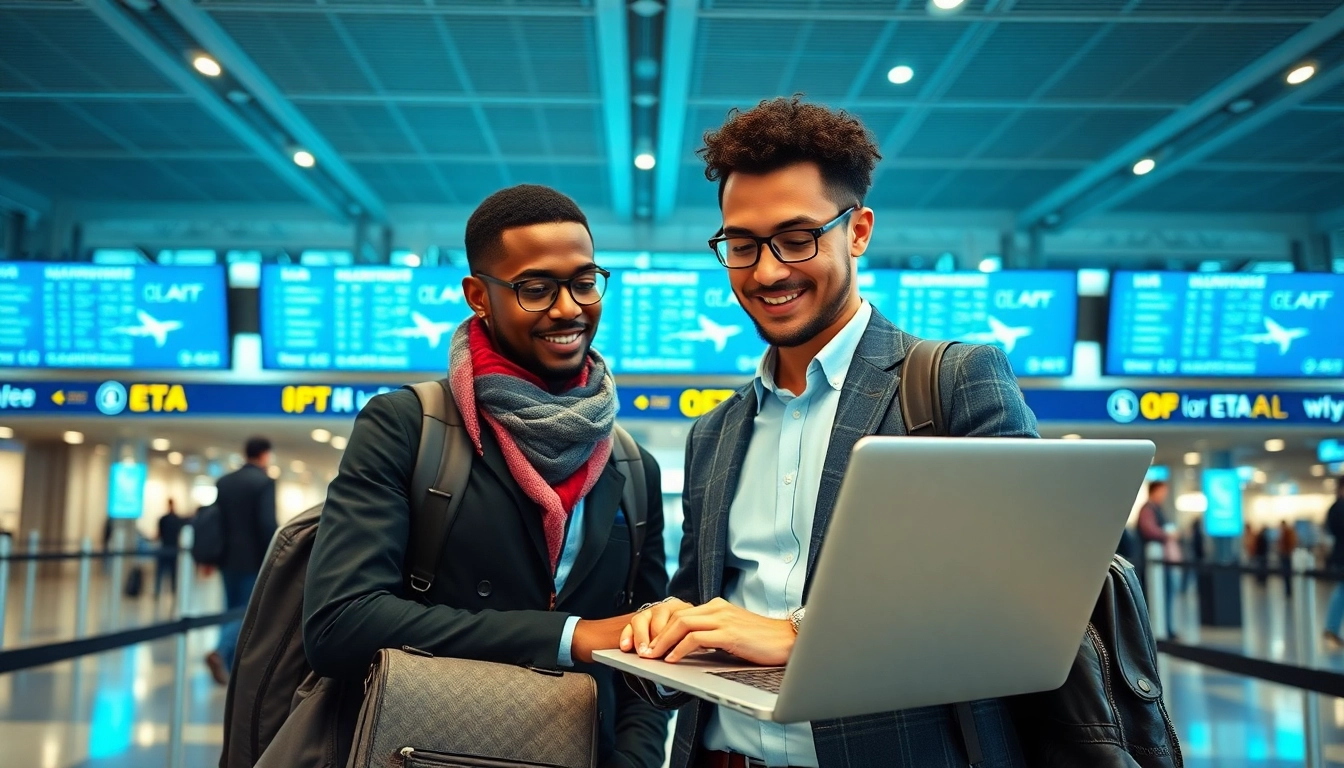 Complete the uk eta online application efficiently at a modern airport.