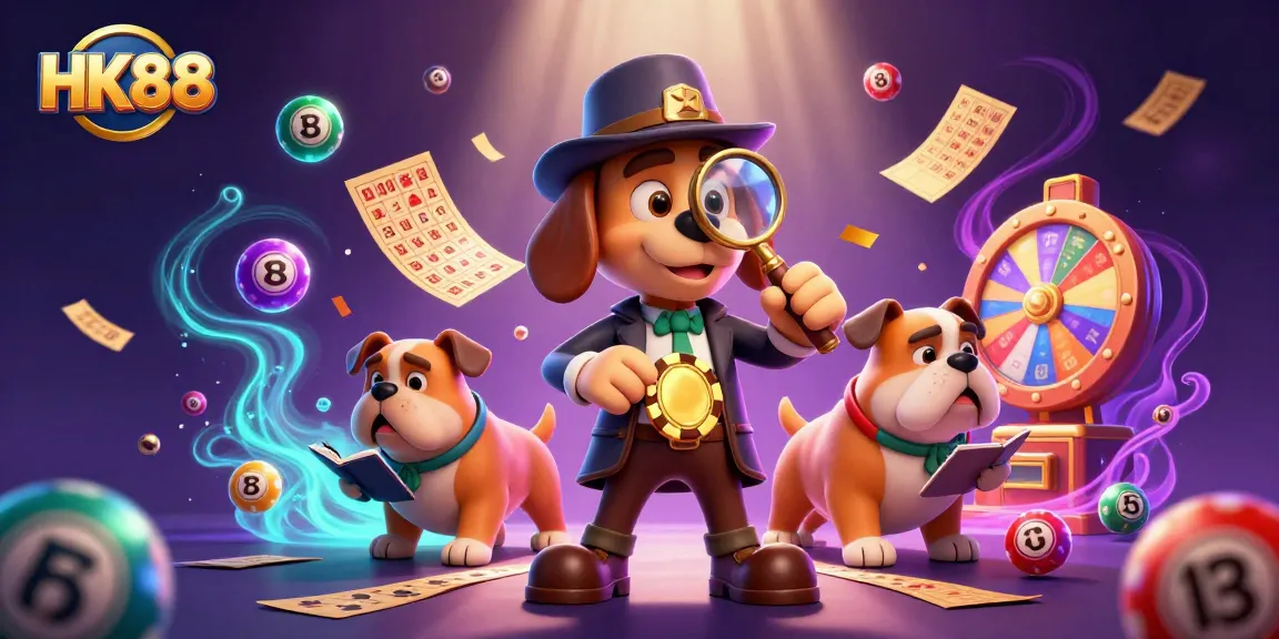 Engage with HK88's thrilling gaming world featuring a cartoon detective and vibrant gambling elements.