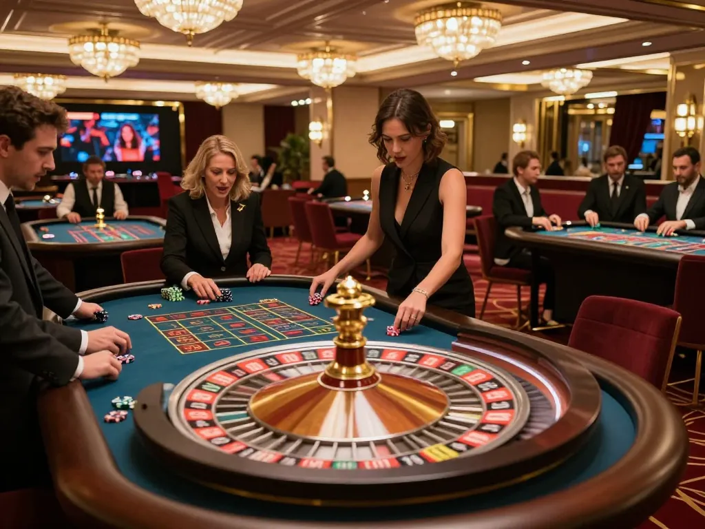 Engaged players at go88 roulette table excitedly betting during a lively game session.