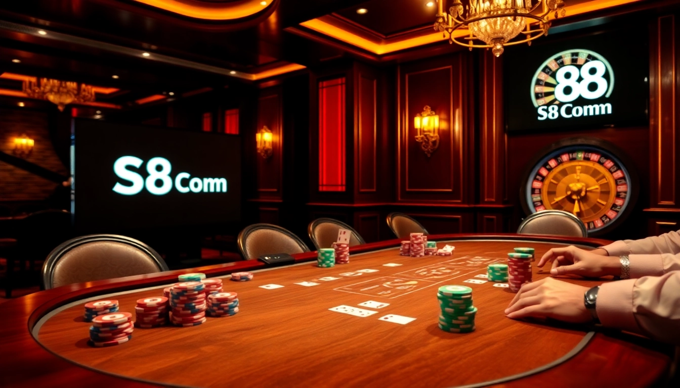 S8 Com showcases vibrant poker action with luxurious table setup and exciting atmosphere.