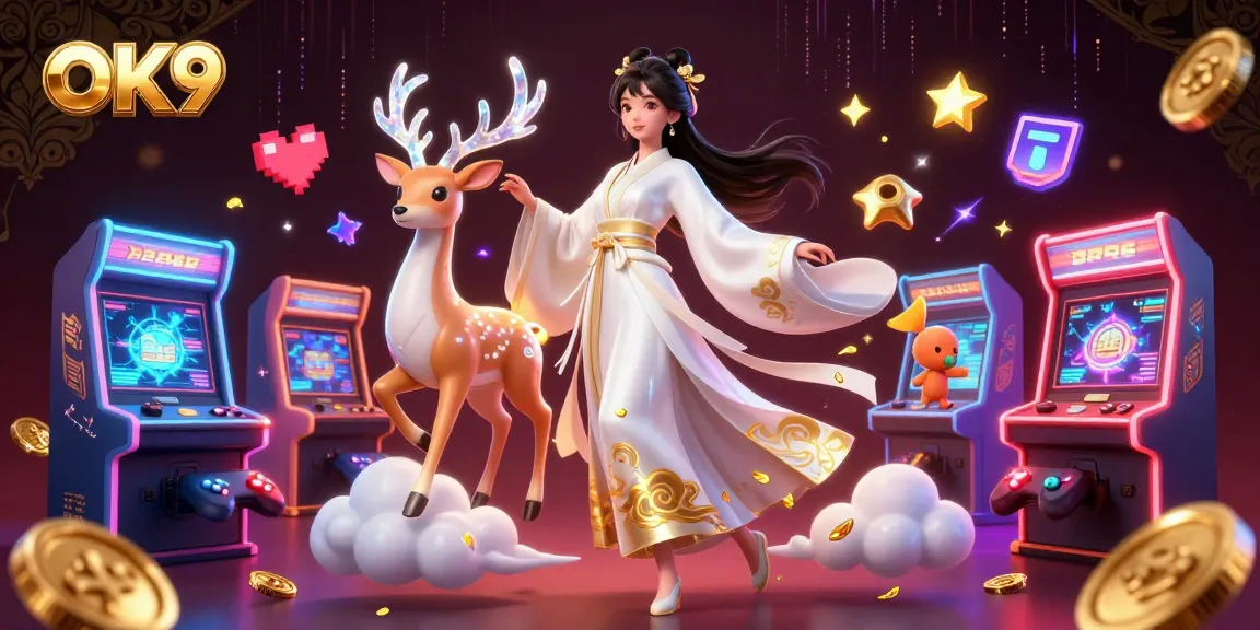 Play exciting games at OK9 online casino with vibrant slot machines and beautiful characters.