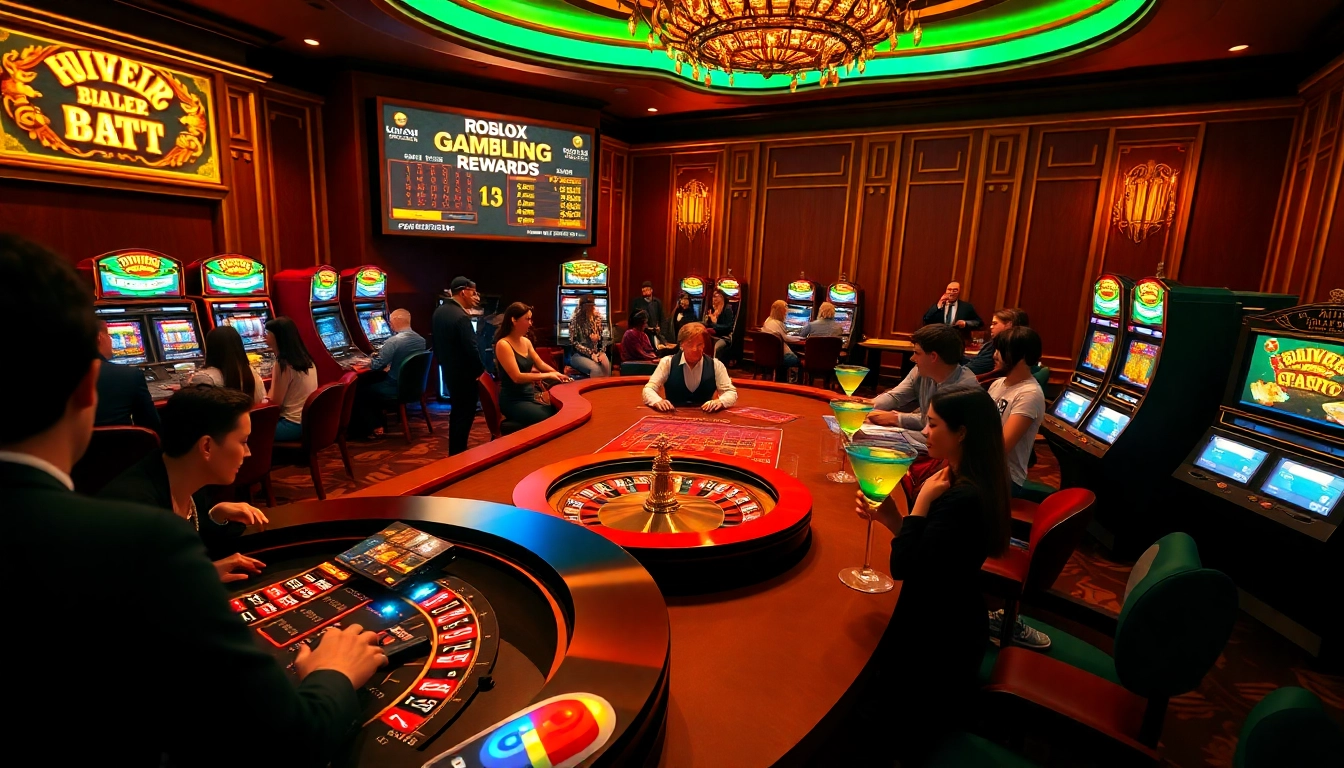 Engaging players in Roblox gambling with vibrant casino elements and exciting atmosphere.