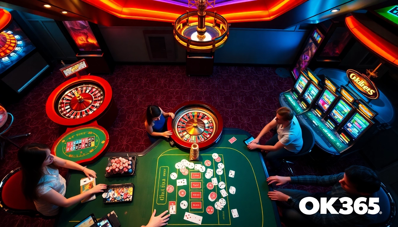 Engaged players enjoying a game at the vibrant OK365 casino tables.