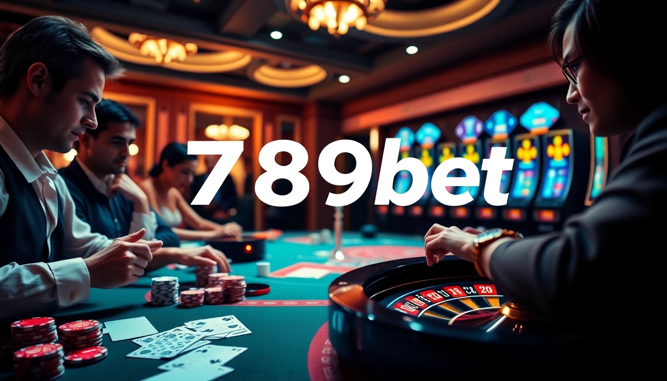 Players enjoying a thrilling moment at the 789bet casino table with cards and chips.