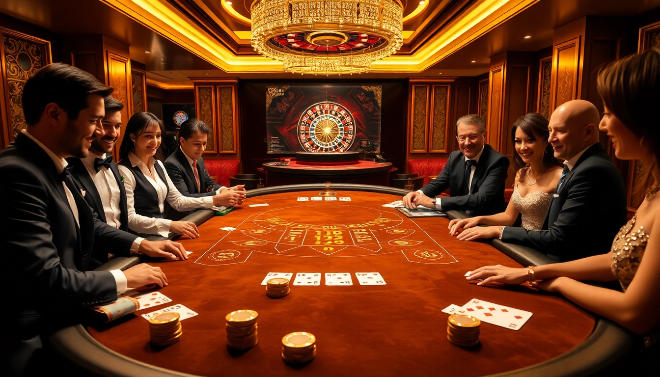A thrilling casino experience at 99OK with players engaged in blackjack, showcasing luxury and excitement.