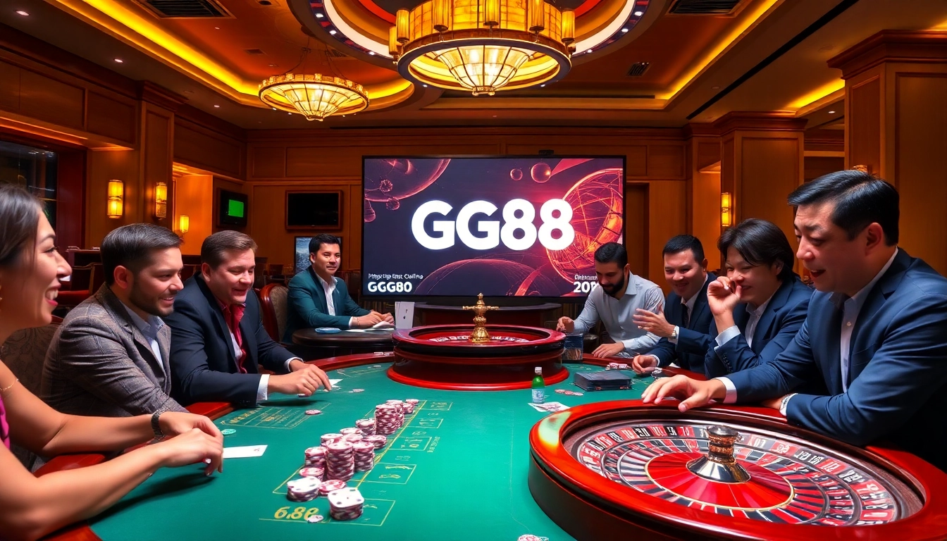 Gamblers strategically placing bets at a luxurious casino table, representing https://gg88.work/.