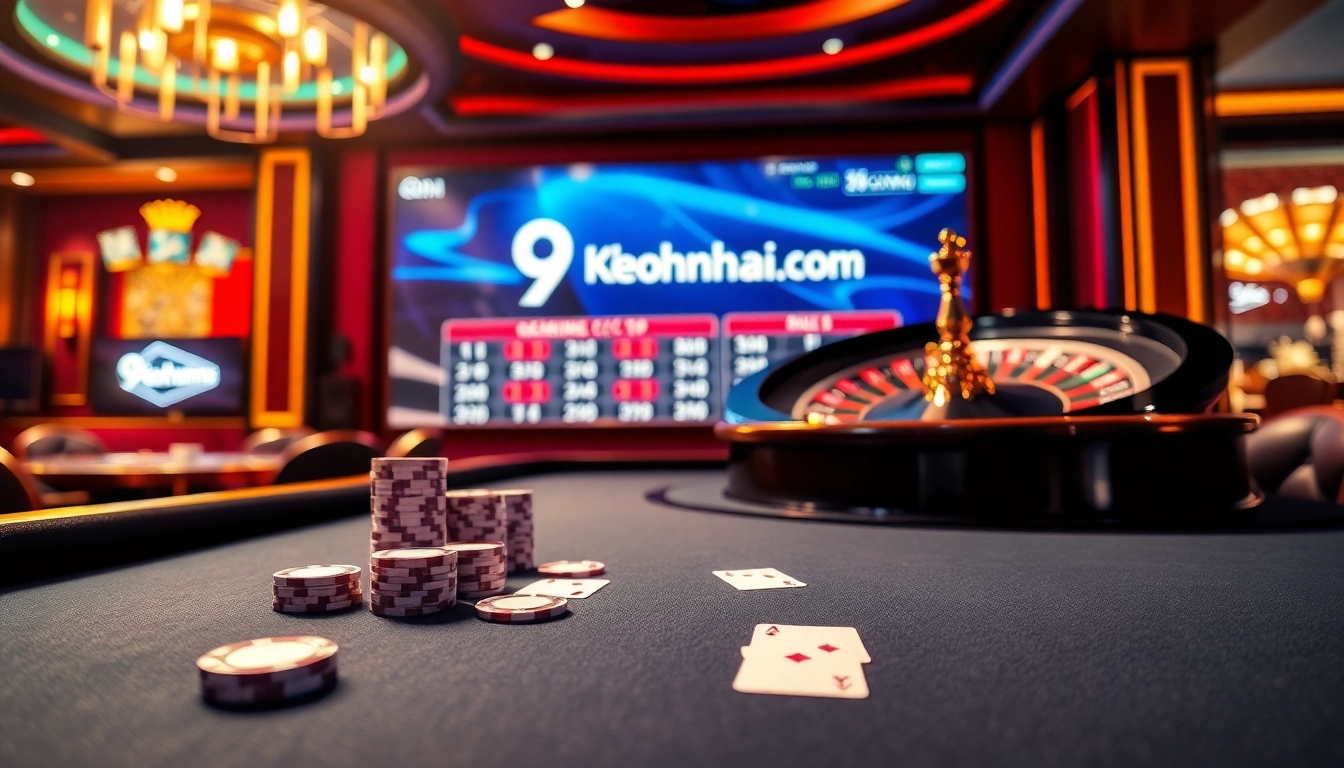 Experience thrilling moments with 9keonhacai.com as you bet at a luxurious casino table.