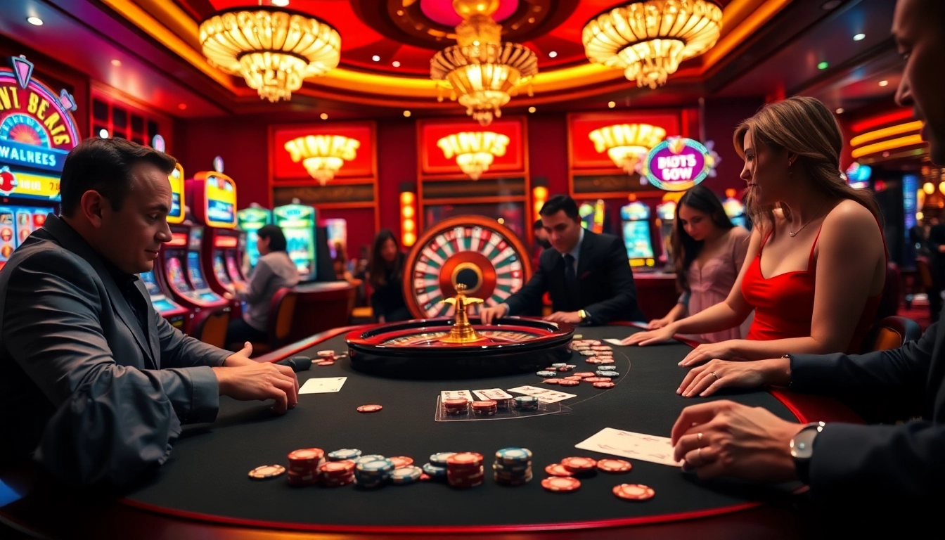 Players enjoying a thrilling game at UU88 casino table with vibrant colors and exciting atmosphere.