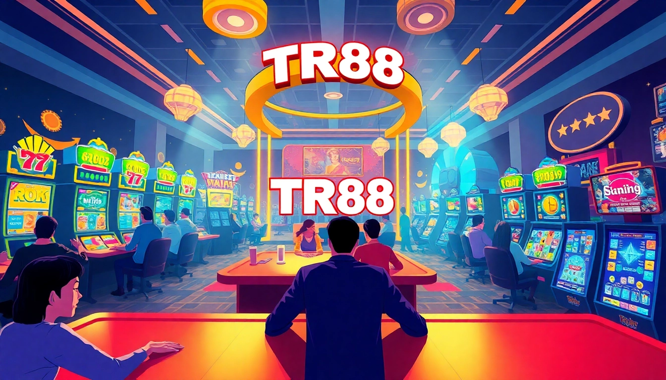 Exciting TR88 online gaming experience with players at a vibrant casino.