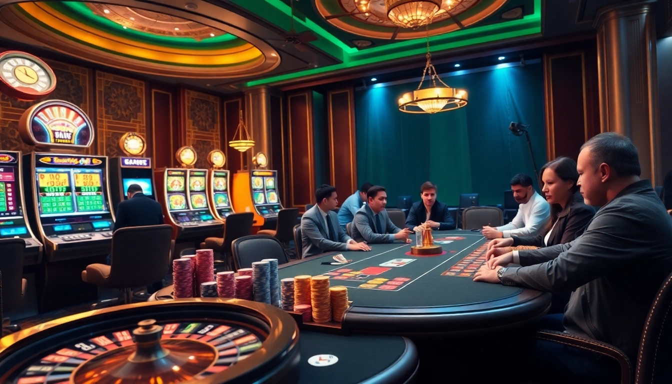 SX88 poker players engaging in high-stakes excitement at a luxurious casino table.