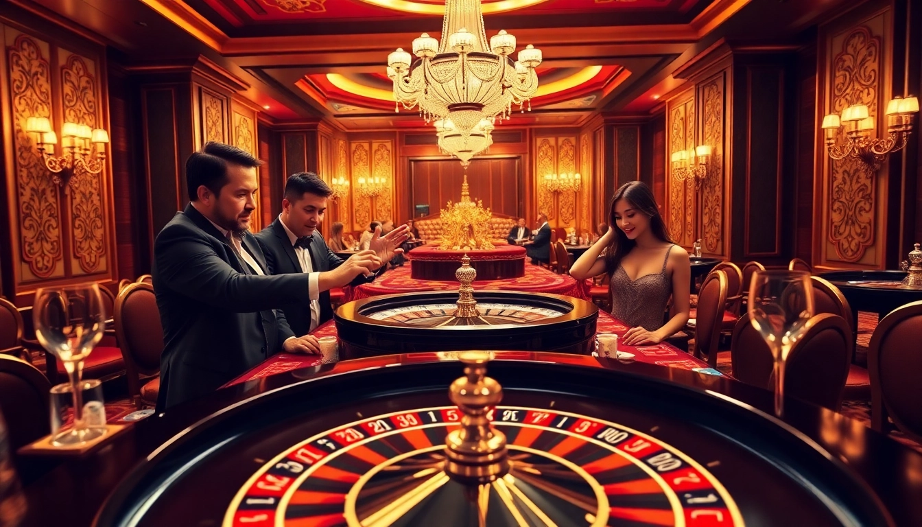 Lô Đề online players engaging in thrilling digital betting at a luxurious casino.