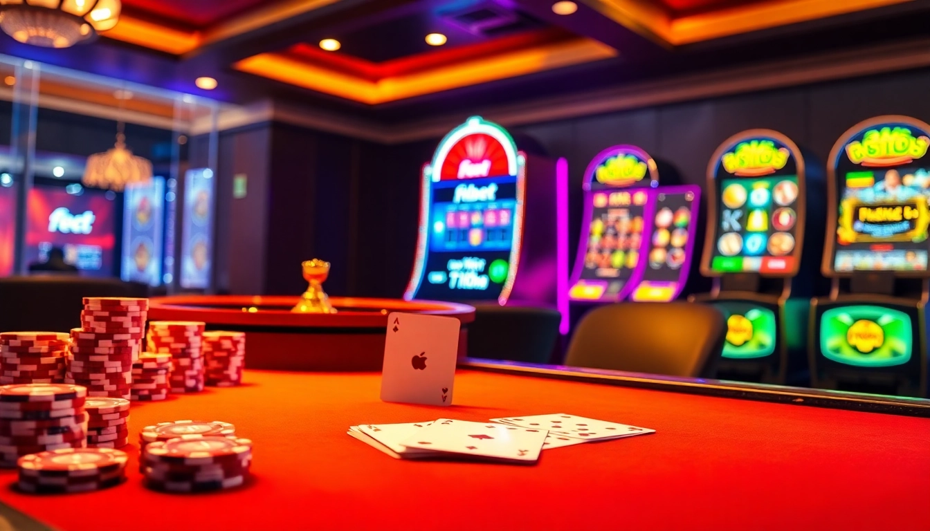 Experience the excitement of app febet with vibrant casino tables, cards, and chips in action.