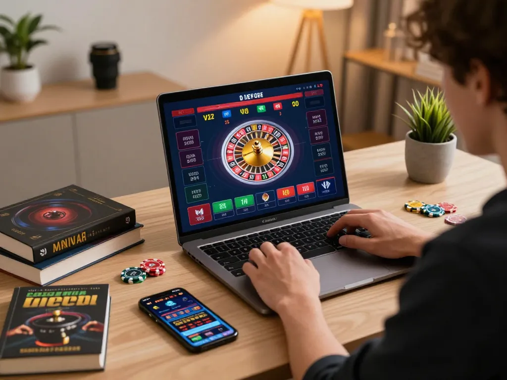 Engaged player using RED88 platform for live roulette, showcasing an interactive gaming atmosphere.