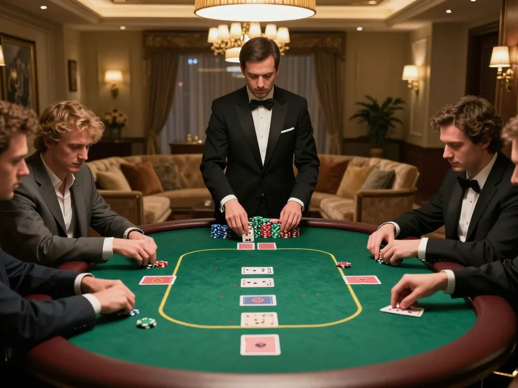 Engaging poker scene showcasing players in action at an upscale game with lode88vi atmosphere.
