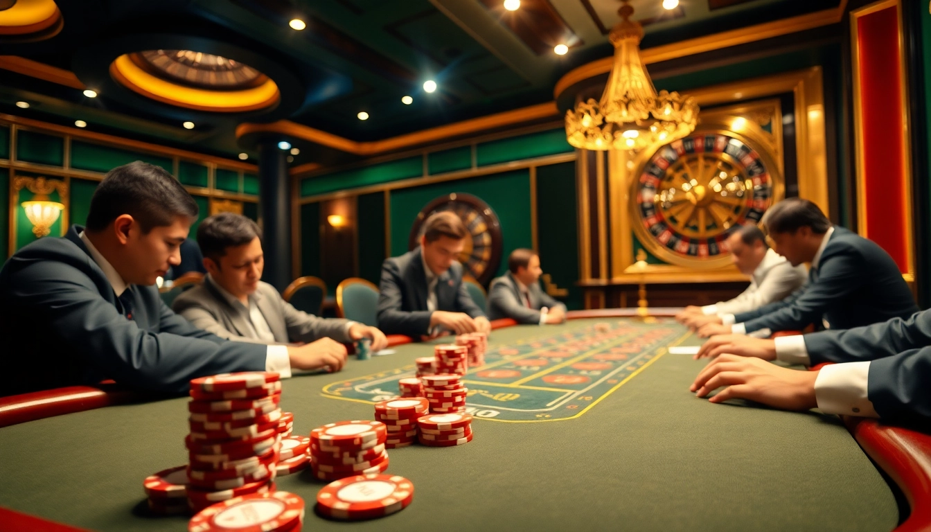 Exciting poker scene highlighting Trang Chủ S8 with professional players and vibrant casino elements.