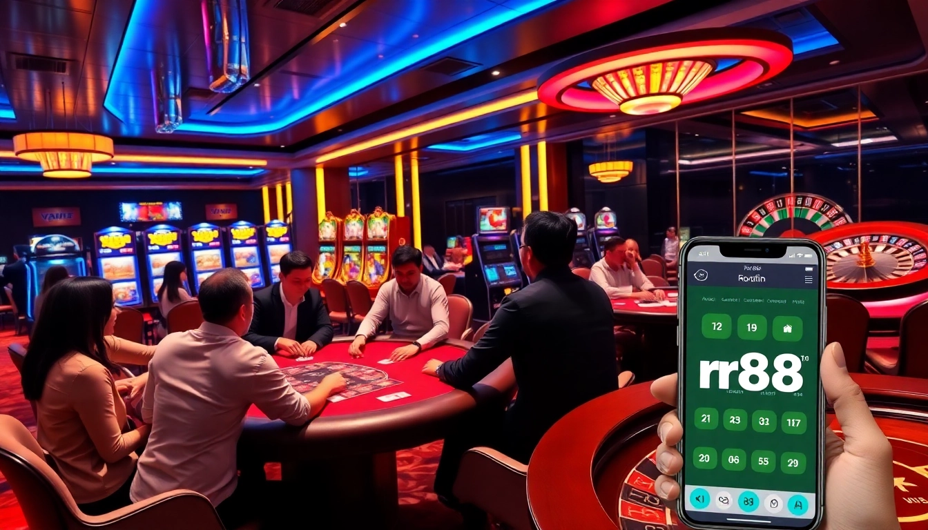 Experience excitement with the rr88 app in a luxurious casino filled with vibrant gaming action.