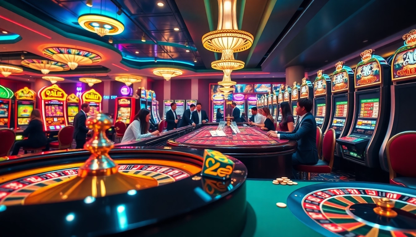 Engaging casino scene at https://nohudoithuong.us/ showcasing players at slots and roulette.
