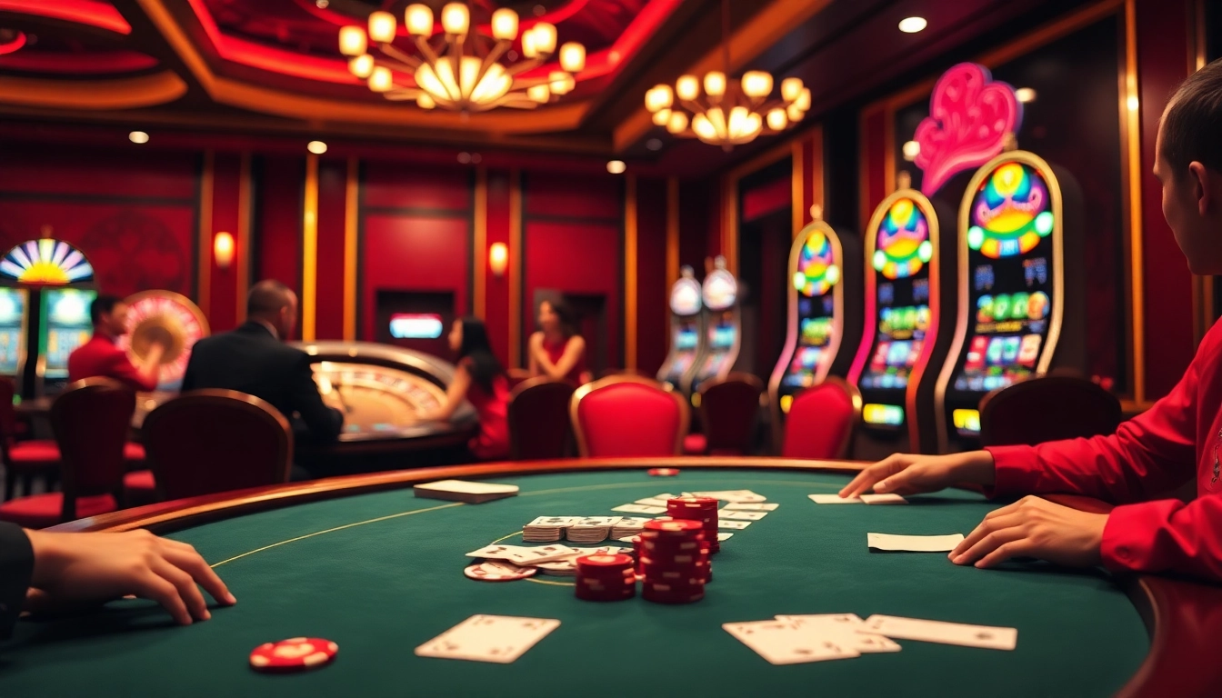 Experience the excitement of nhà cái tt88 with a high-stakes poker game in a luxurious casino setting.