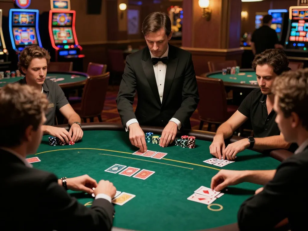 Players enjoying intense poker action at tg88.com in an upscale casino setting