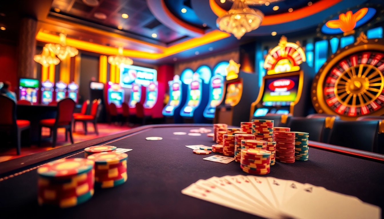 Experience thrilling online betting action at new88 com, showcasing vibrant casino tables and chips.
