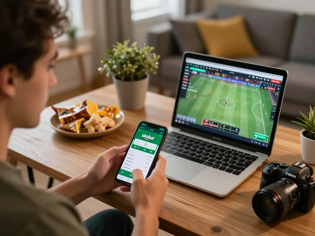 Engaged player using the sbobet betting app on smartphone, showcasing an exciting sports betting experience
