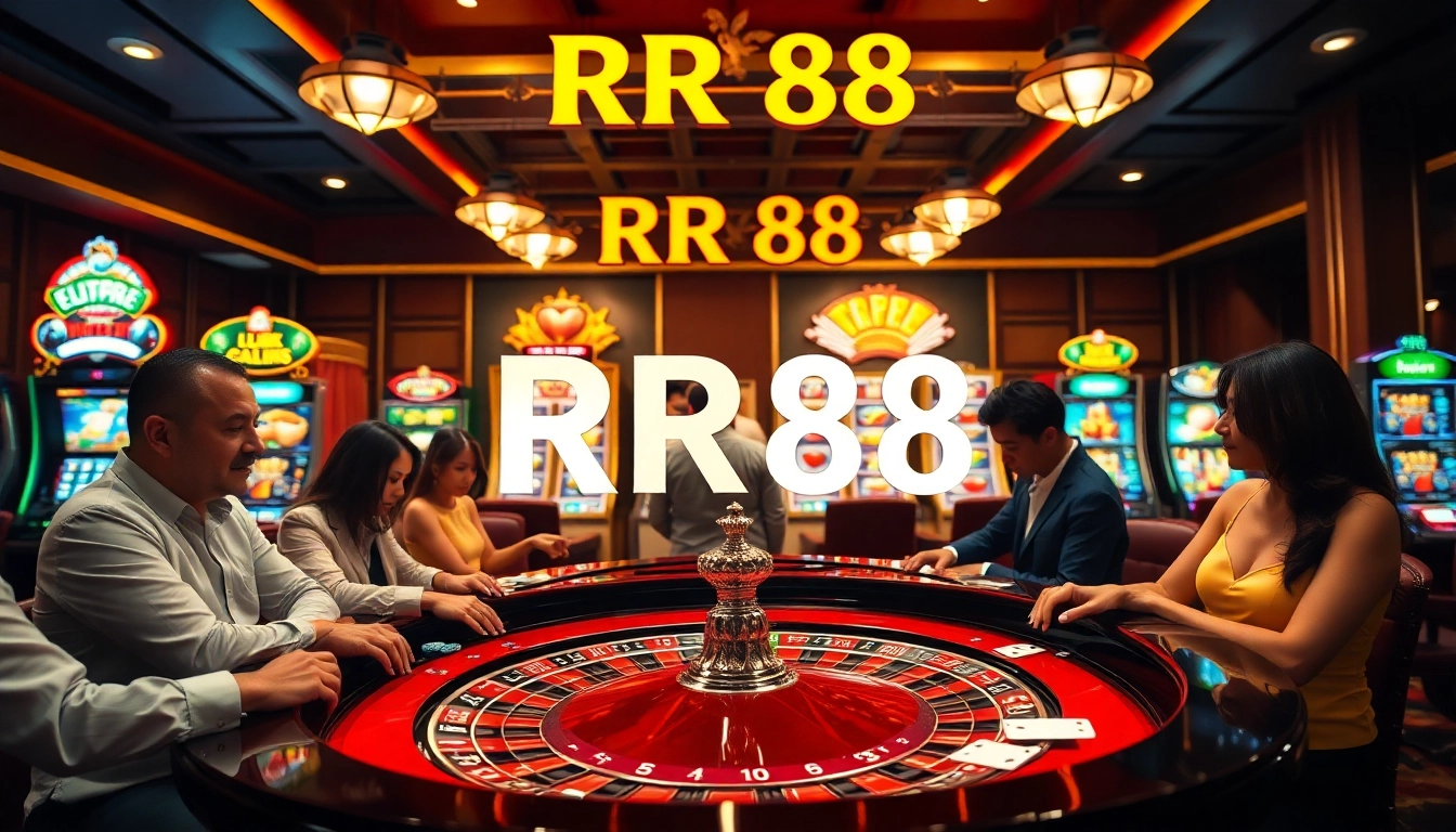Exciting betting action at RR88 casino with players engaged at a roulette table.