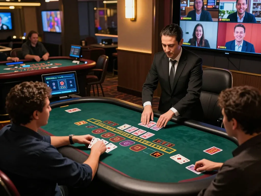 DEBET live dealer blackjack game showcasing dynamic online betting interaction with engaging professional dealer.