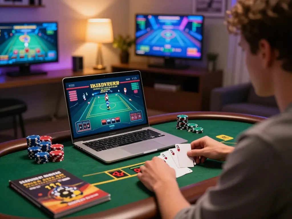 O8 online gaming setup with a player engaging in live dealer blackjack, showcasing strategic gameplay.