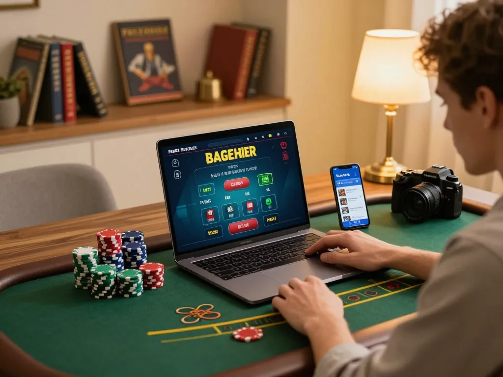Engaged player using fabet for strategic blackjack gameplay at a cozy home setting.