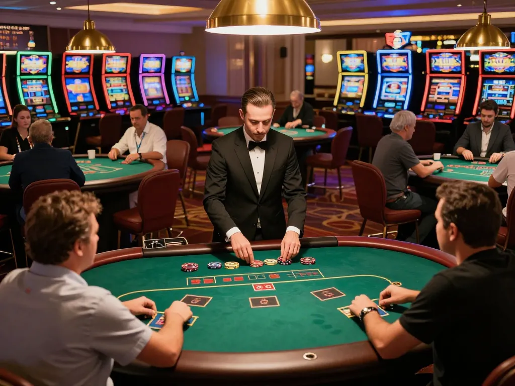 VIP79 poker players engaging in strategic gameplay at an upscale casino.