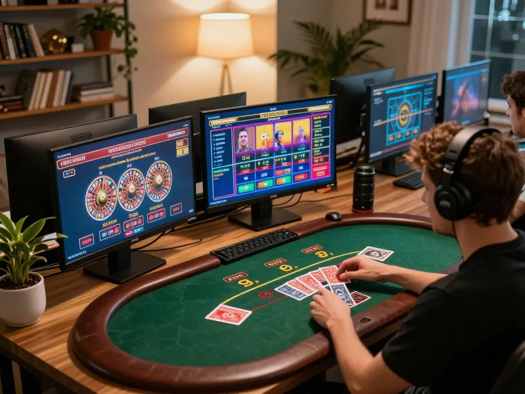 Player enjoying sam86 online casino experience at home with live dealer game