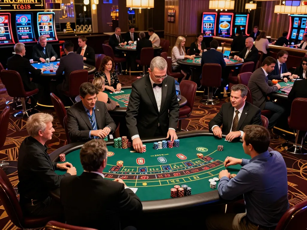 Players enjoying blackjack and roulette at GO8 casino, showcasing engaging gameplay and vibrant casino atmosphere.