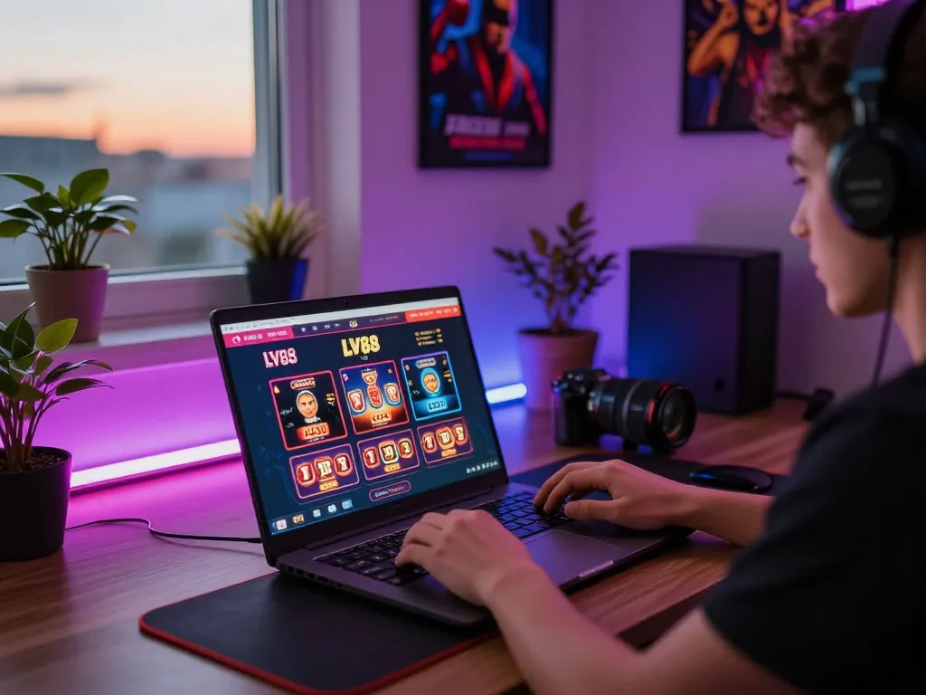 Experience thrilling gameplay at LV88 online casino from a cozy home setup.