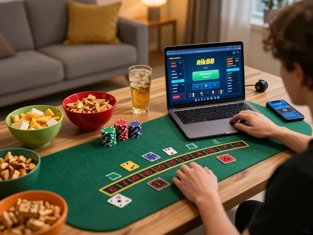 Experience thrilling gameplay with rik88 while enjoying a cozy online casino night at home