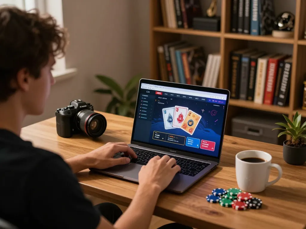 I9BET player enjoying an exciting online casino game from home, showcasing engaging gameplay.