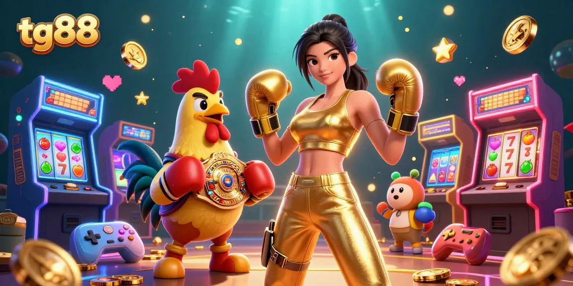Experience tg88 gaming action with golden characters and vibrant casino elements.