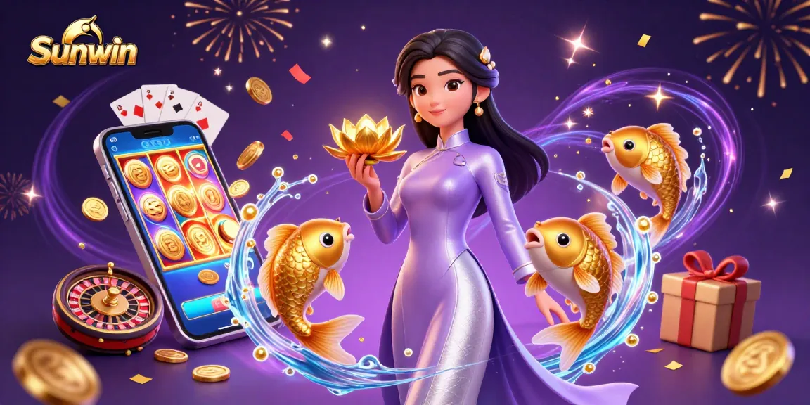 Engage with Sunwin's thrilling slot adventures amid vibrant gold coins and festive energy.