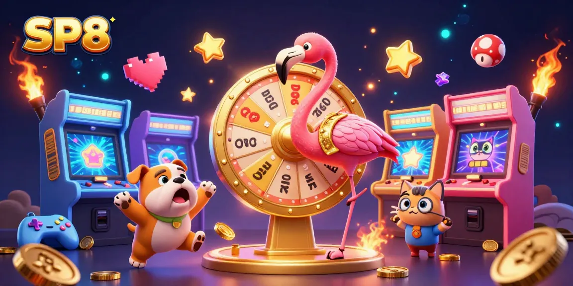 Spin the prize wheel at SP8 and win exciting rewards with vibrant 3D casino elements!