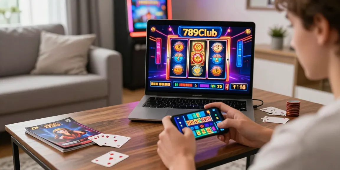 Engaging gaming scene with 789Club highlights and casino elements in a cozy home.
