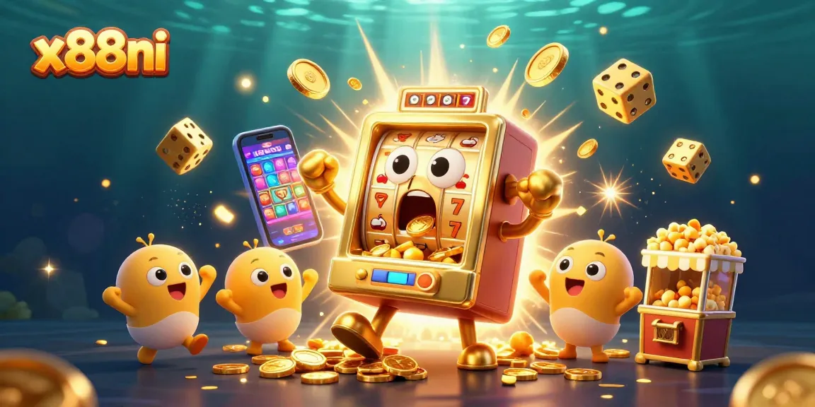 x88ni slot machine hits jackpot pouring coins, delivering dynamic casino excitement.