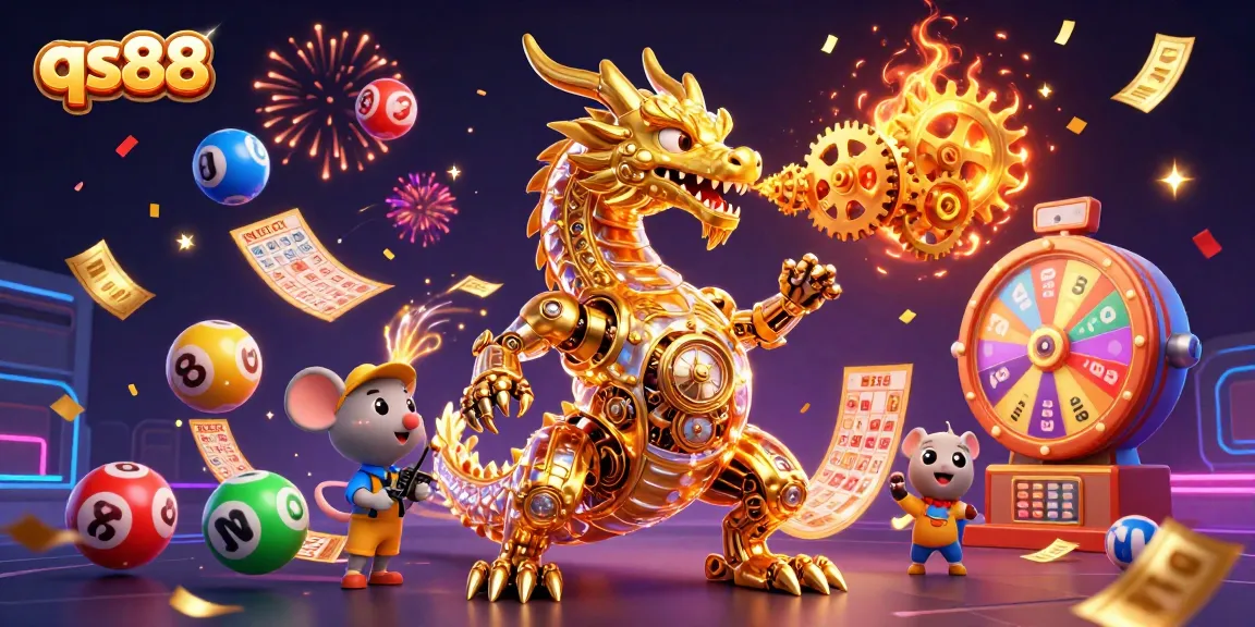 Engage with qs88's exciting gaming world featuring a golden dragon and vibrant lottery elements.